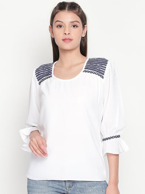 Style Quotient White Embroidered Top Price in India