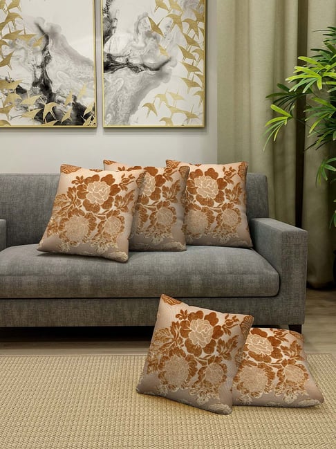 Buy HOSTA HOMES Brown & Beige Velvet 5-Seater Sofa Cover - Set of 1 at Best  Price @ Tata CLiQ