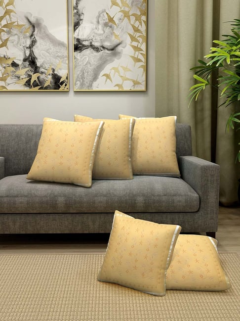 HOSTA HOMES Yellow Cotton Cushion Covers - Set of 5-image-40