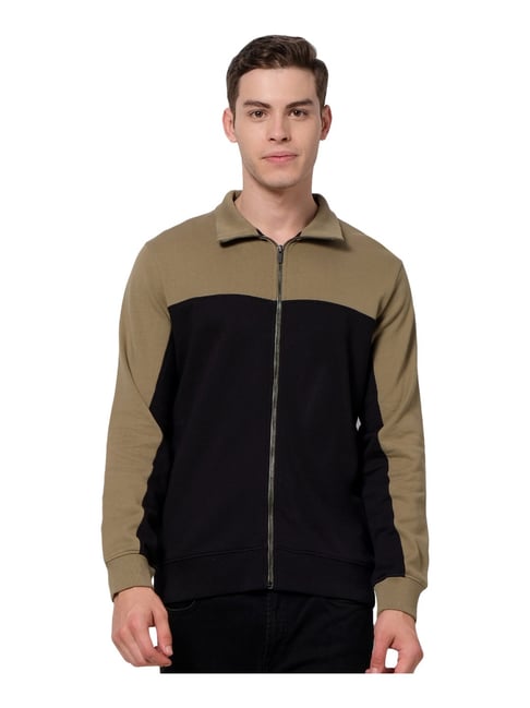 Buy Celio Black Olive Cotton Color Block Jacket for Mens Online Tata CLiQ