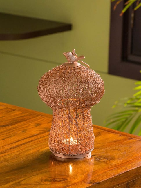 ExclusiveLane 'The Dome Mesh' Handwoven Showpiece Cum Hanging & Table Tea-Light Holder In Iron-image-23