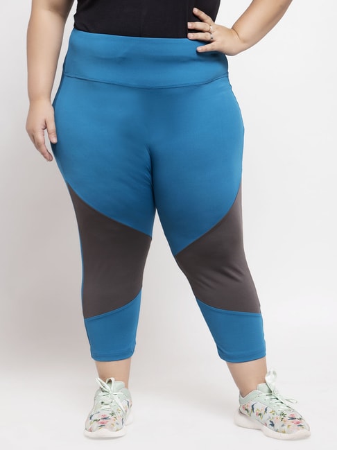 Buy PlusS Blue & Black Regular Fit Capris for Women Online @ Tata CLiQ