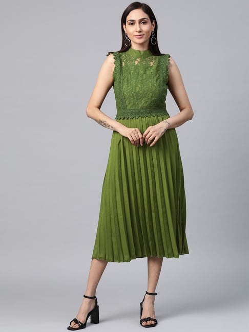 Melon by PlusS Green Lace Dress Price in India
