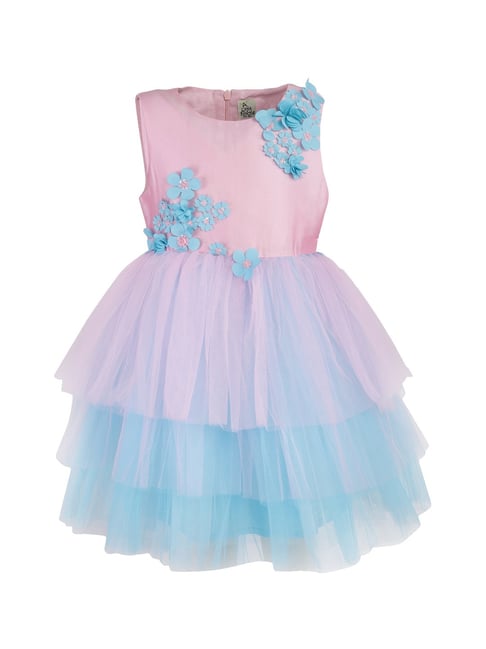 Pink & blue casual dress | Blue dress casual, Kids frocks, Kids' dresses