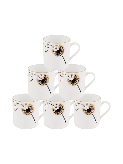SONAKI White Bone China Coffee Mugs (220 ml) - Set of 6-picture-37