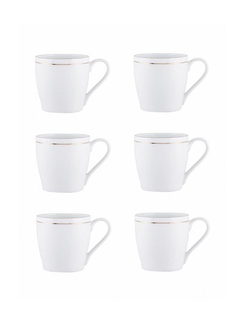 SONAKI White Bone China Coffee Mugs (180 ml) - Set of 6-picture-28