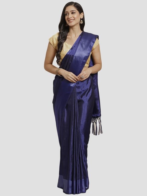 Ink Blue Silk Chanderi Saree – Store Anonym