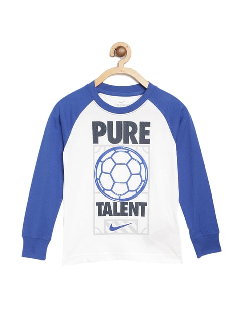 Nike Kids White Blue Graphic T-Shirt