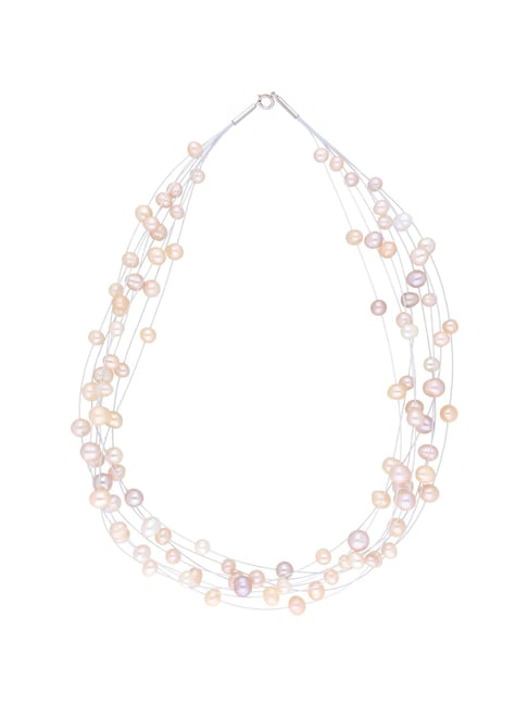 Sri Jagdamba Pearls Fatema Peach & Pink Pearl Casual Necklace-image-26
