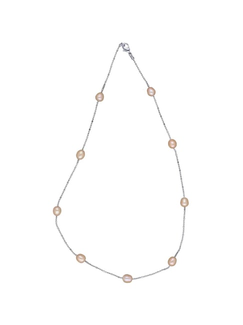 Sri Jagdamba Pearls Siddhi Peach & Silver Casual Necklace-image-27