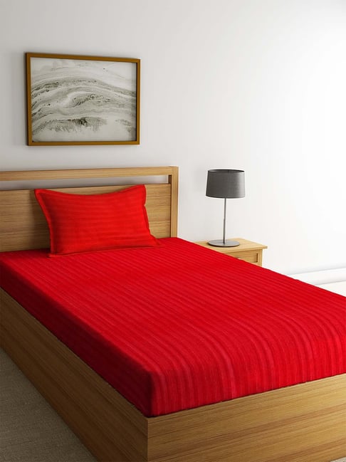HOSTA HOMES Red Cotton 180 TC Bed Sheet Set-picture-33