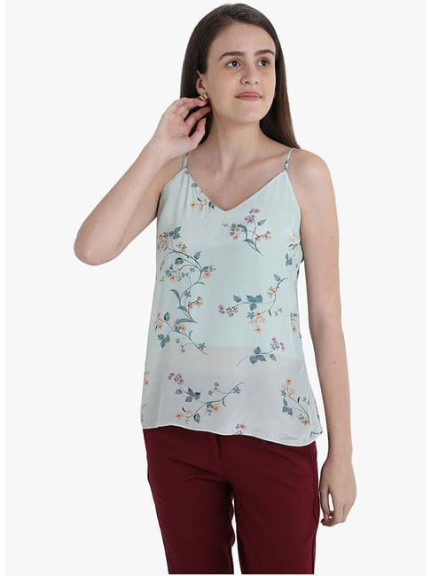 Cover Story Mint Blue Printed Top Price in India