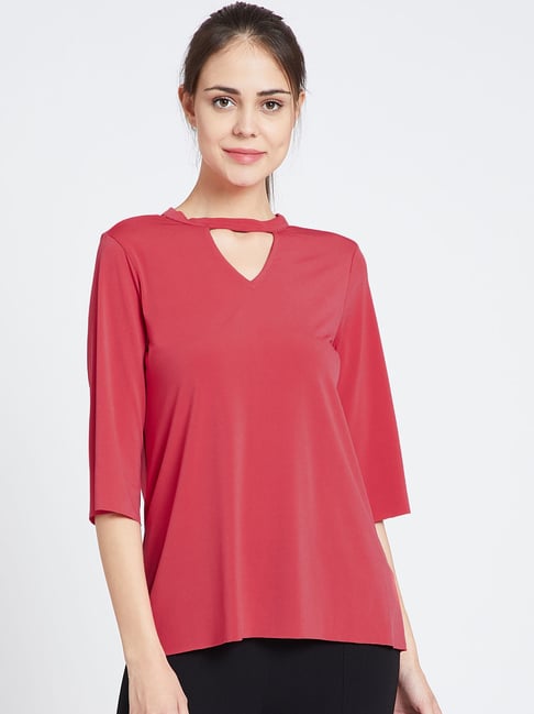 Cover Story Red Regular Fit Top Price in India