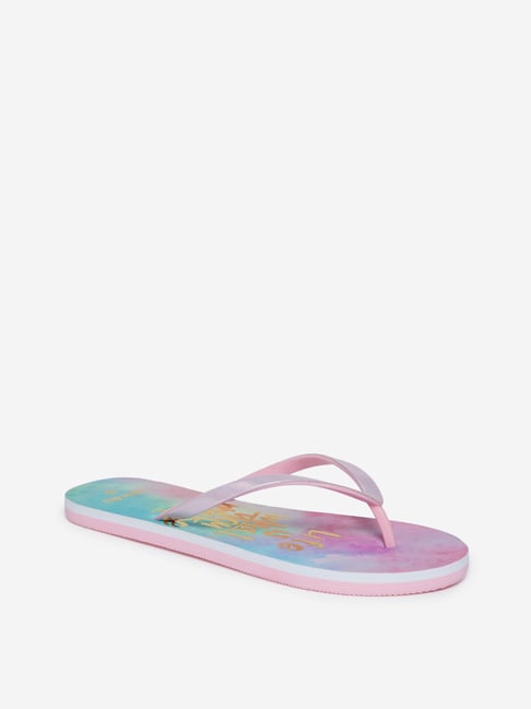 Buy LUNA BLU by Westside Pink Text Design Flip-Flops Online at Best Prices | Tata CLiQ