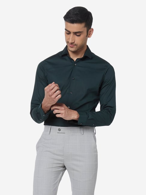 Buy STITCHON Mens Cotton Full Sleeve Shirt  Dark Green  L at Amazonin