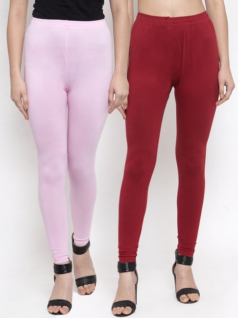 Buy TAG 7 Red & Light Pink Leggings - Pack of 2 for Women's Online @ Tata  CLiQ