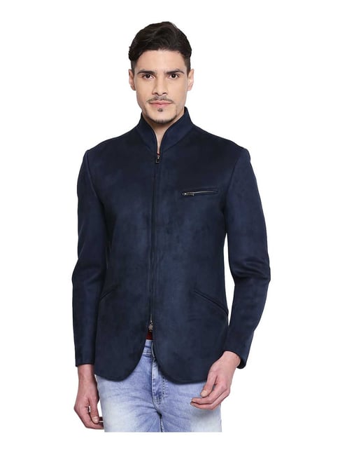 Mufti Navy Full Sleeves Bandhgala Blazer