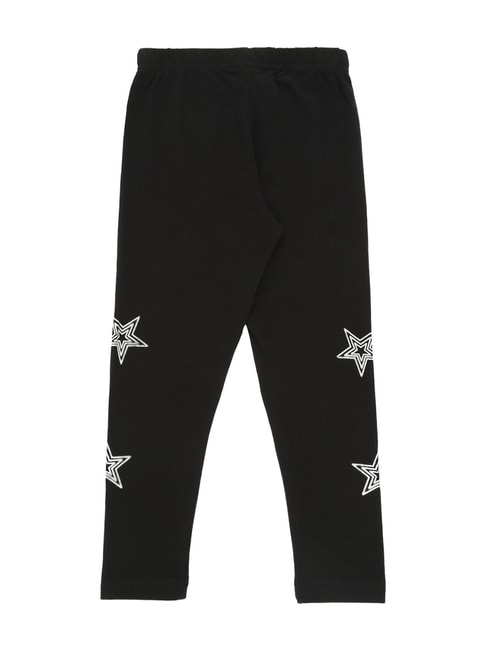 AND girl Kids Black Cotton Tapered Fit Leggings