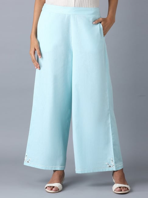 Buy W Blue Embroidered Pants for Women Online @ Tata CLiQ