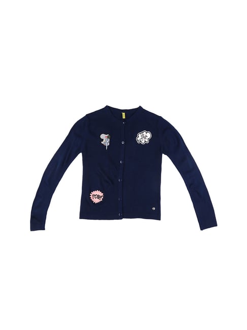 Gini & Jony Kids Blue Printed Sweater