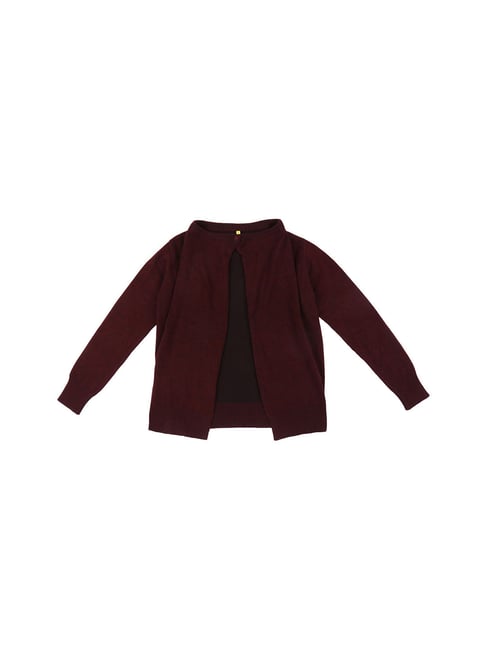 Gini & Jony Kids Maroon Solid Sweater