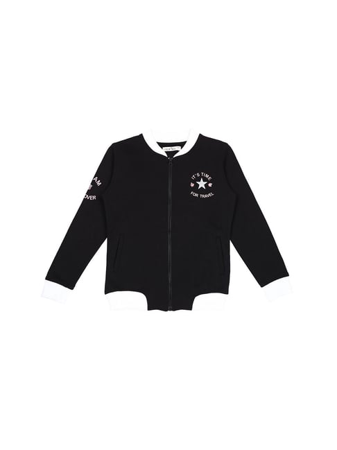 Gini & Jony Kids Black Printed Jacket