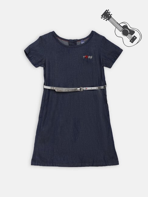 Blue Giraffe Kids Indigo Cotton Dress-picture-17