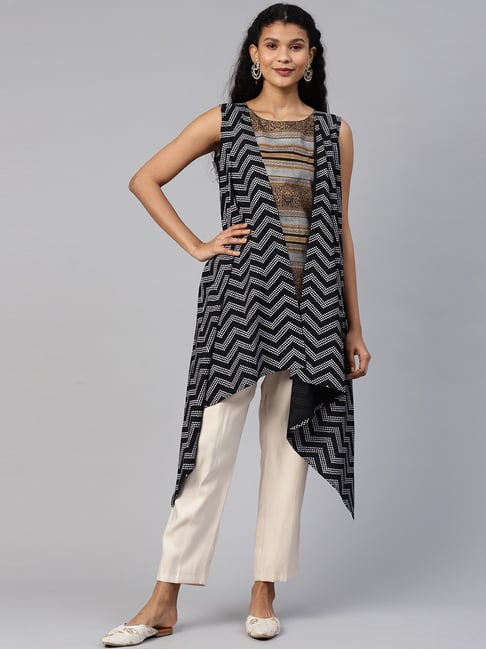 Ahalyaa Black Printed Tunic Price in India