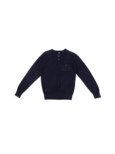 Gini & Jony Kids Navy Solid Sweater