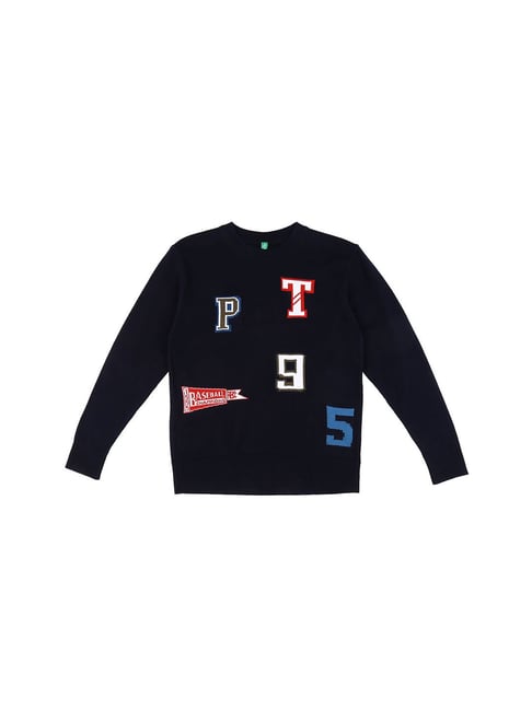 Gini & Jony Kids Navy Printed Sweater