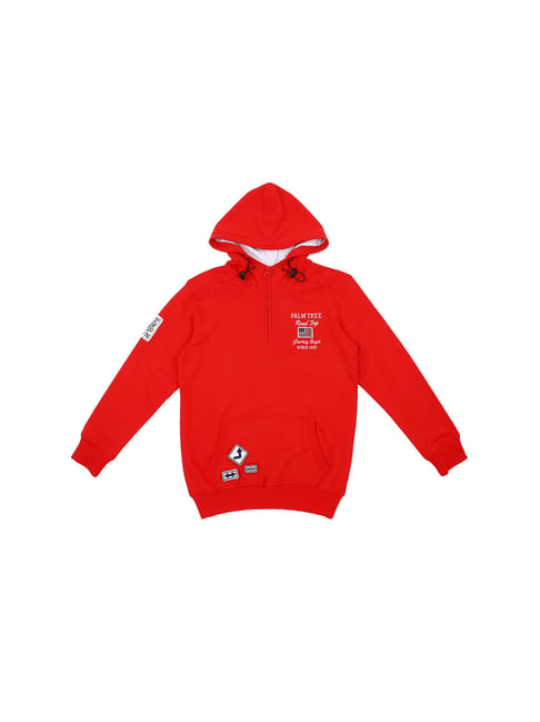 Gini & Jony Kids Red Solid Hoodie