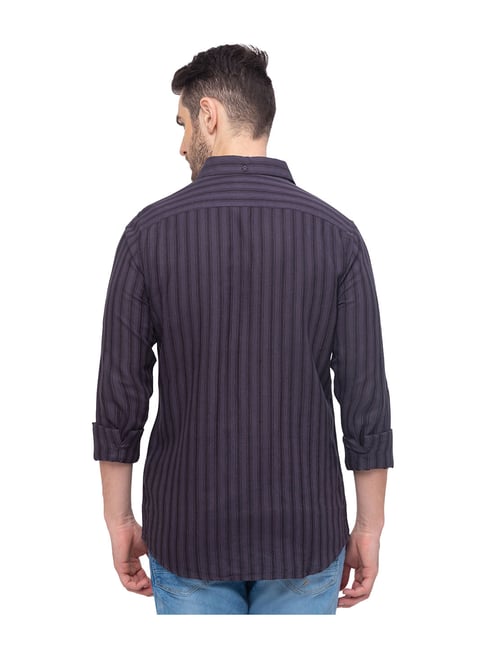 Buy Being Human Grey Striped Shirt for Men Online @ Tata CLiQ