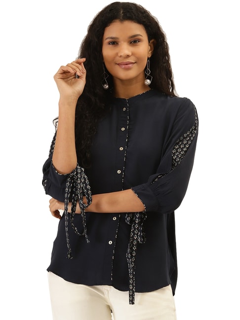 Label Ritu Kumar Navy Relaxed Fit Shirt Price in India