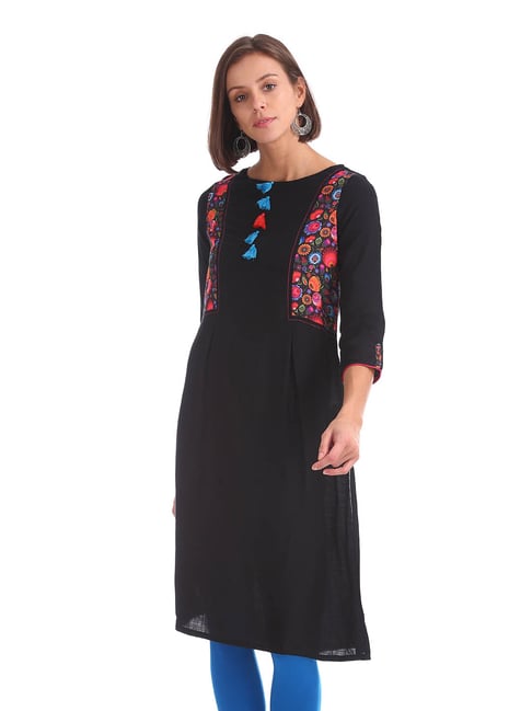 Karigari by Unlimited Black Printed Kurta Price in India