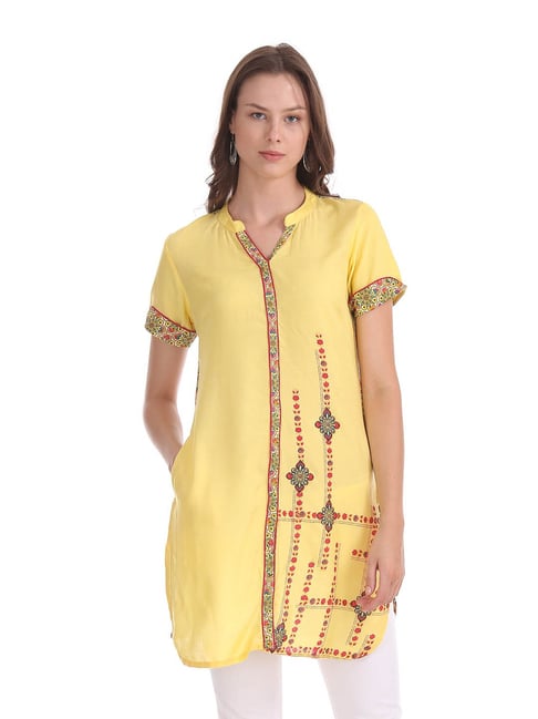 Karigari by Unlimited Yellow Printed Kurta