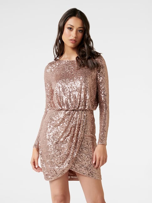 bronze sequin wrap dress Bronze Sequin Wrap Midi Dress Continental Textiles