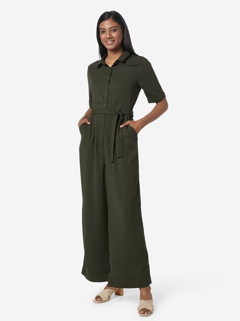 Buy Wardrobe by Westside Khaki Jumpsuit With Belt Online at best