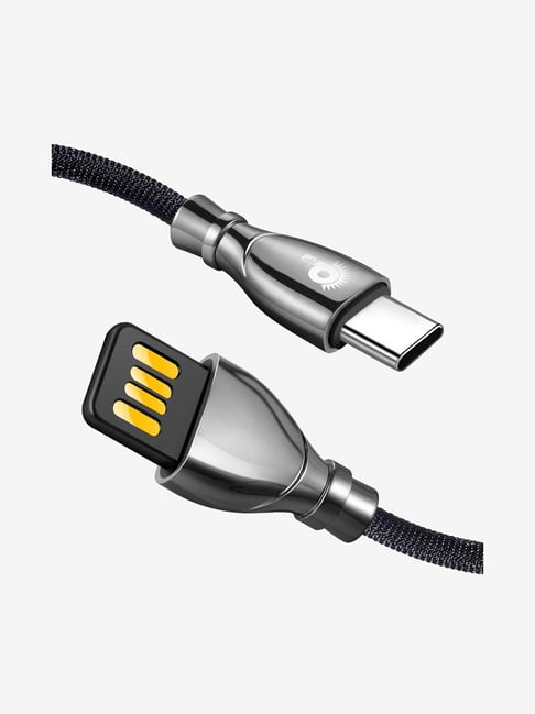 PunnkFunnk FC66 Reversible 2.4A Fast Charging Type c sync USB Data Cable Black