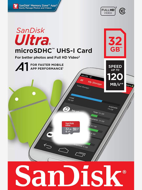 Карта памяти microsd sandisk ultra 32gb uhs i sdsqua4 032g gn6mn