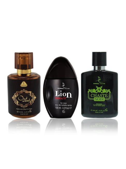 Dorall Collection Orientals Oud Wood + Chaste Noir + Lion Heart Eau de Toilette Combo Set