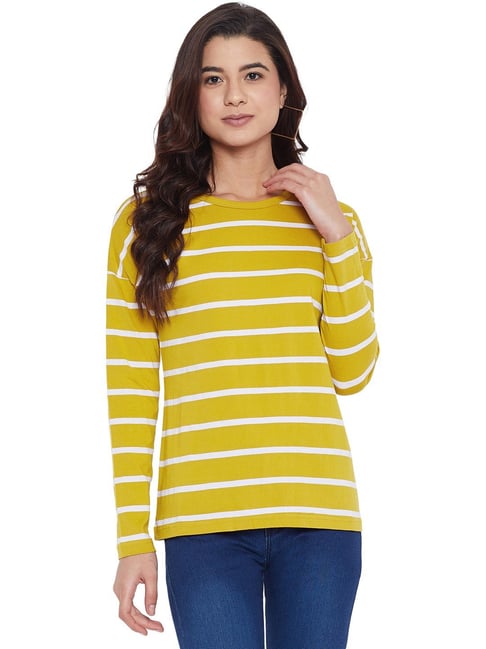 Yellow and white store striped long sleeve shirt