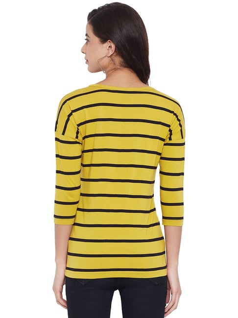 Black and yellow 2024 striped tee shirt