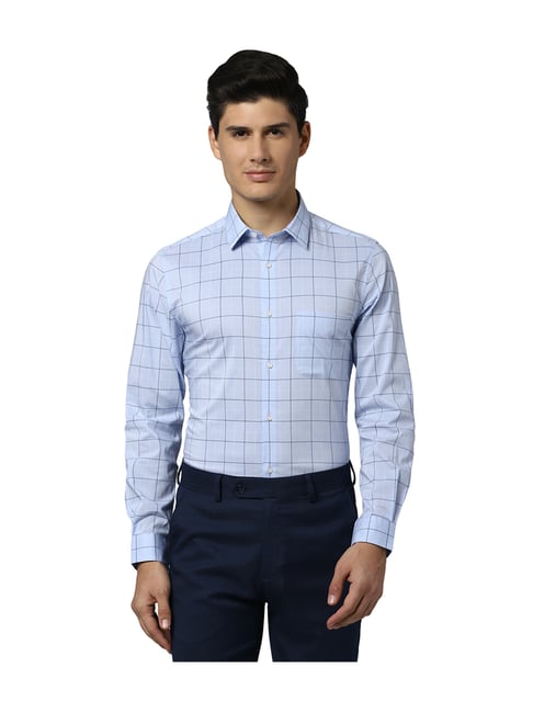 Peter England Blue & Black Checks Full Sleeves Shirt