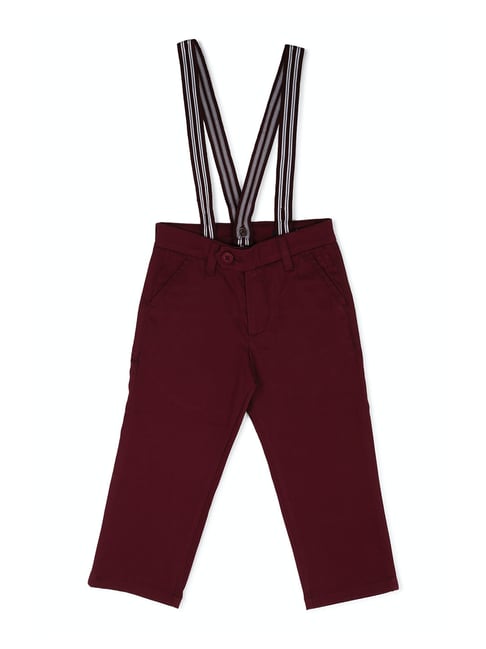 Allen Solly Junior Maroon Solid Trousers