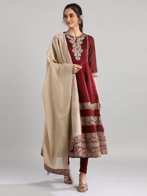 Buy STOP Girls Round Neck Kurta Leggings and Dupatta Set | Shoppers Stop