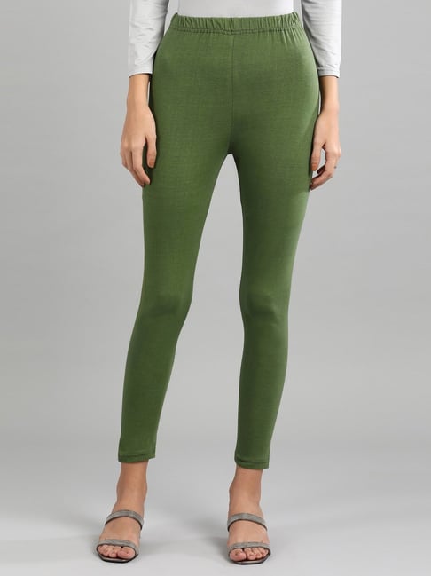 Aurelia Solid Women Green Tights - Buy Aurelia Solid Women Green