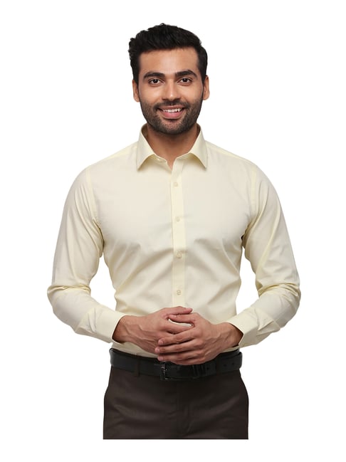 Buy Greenfibre Cream Slim Fit Shirt for 