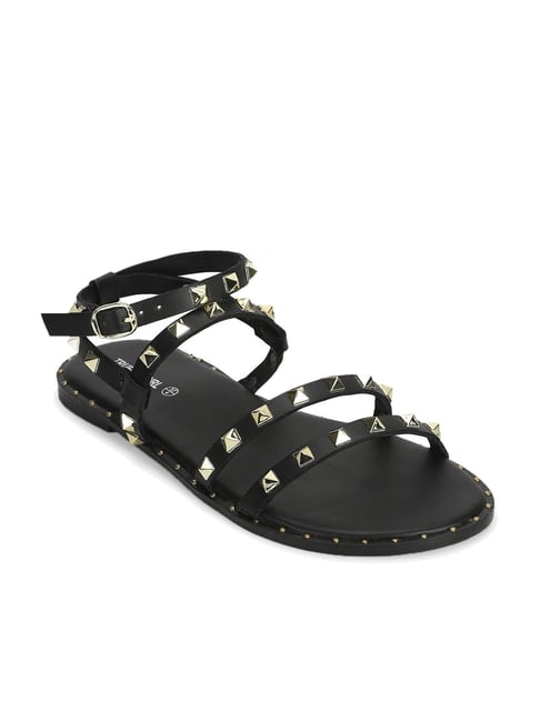 Truffle Girl by Truffle Collection Women's Black Ankle Strap Sandals