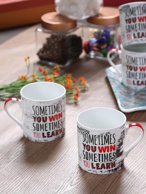 Goodhomes White Bone China Coffee Mugs (350 ml) - Set of 4-picture-43