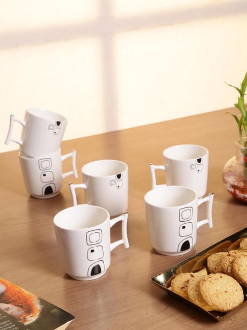 Goodhomes White Porcelain Coffee Mugs (160 ml) - Set of 6-picture-13